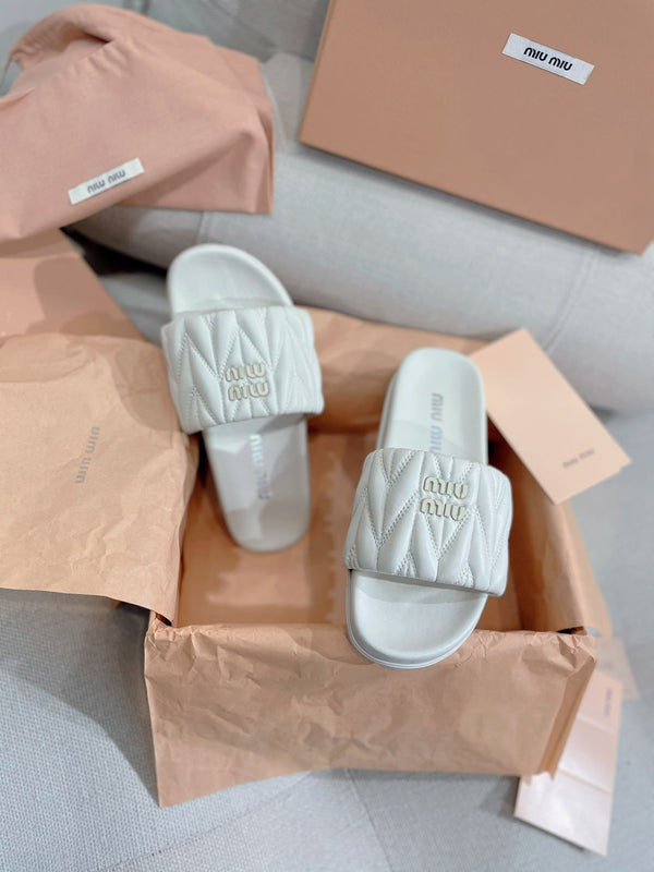 Miu 2026 Quilted Sandals Lambskin 155488