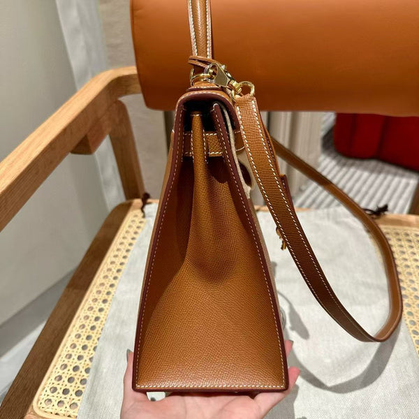 HM Mini Kelly 28cm Caramel Coating Togo Leather Gold Hardware
