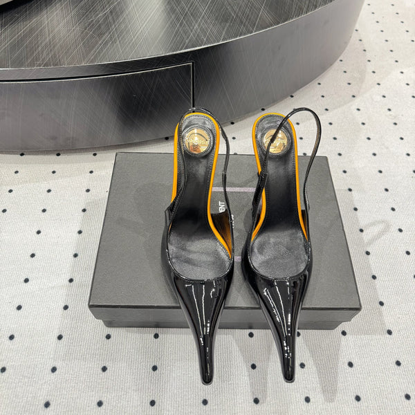 YSL 26s Pointed-Toe Slingback Heels 10.5cm Patent Calfskin