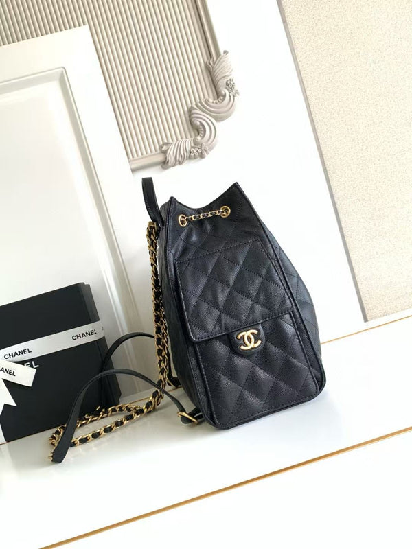 CC 25b Medium Backpack With Chain 23cm Black Caviar GHW