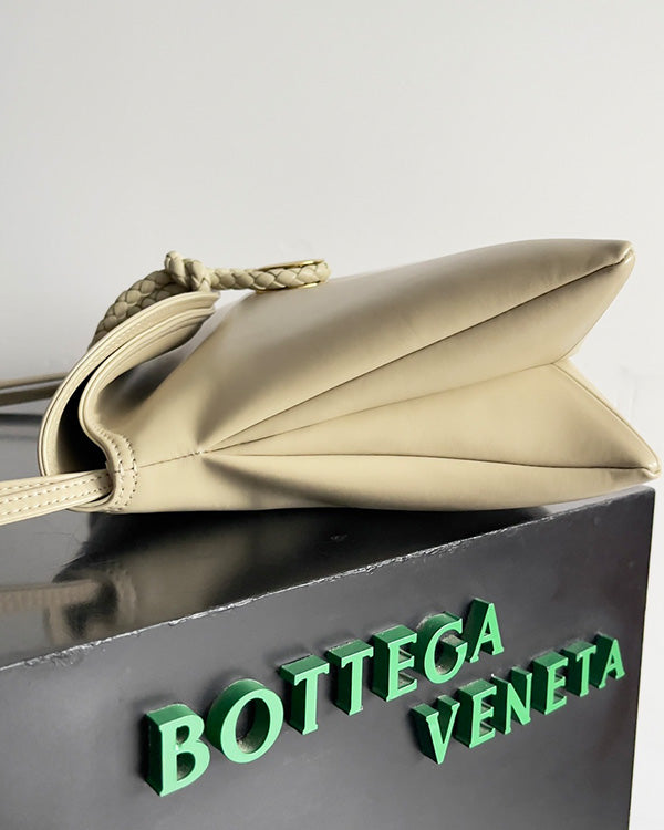 BV Liberta Crossbody Bag Buckle 30cm Beige Cowhide