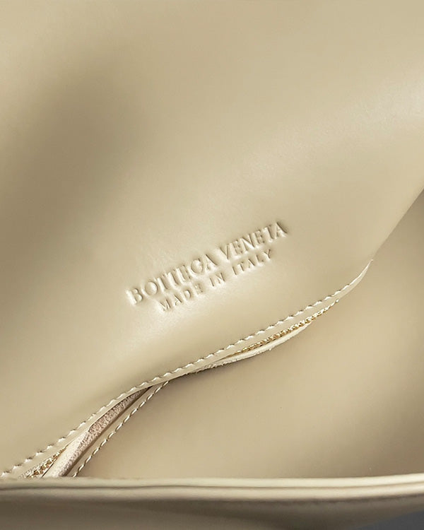 BV Liberta Crossbody Bag Buckle 30cm Beige Cowhide