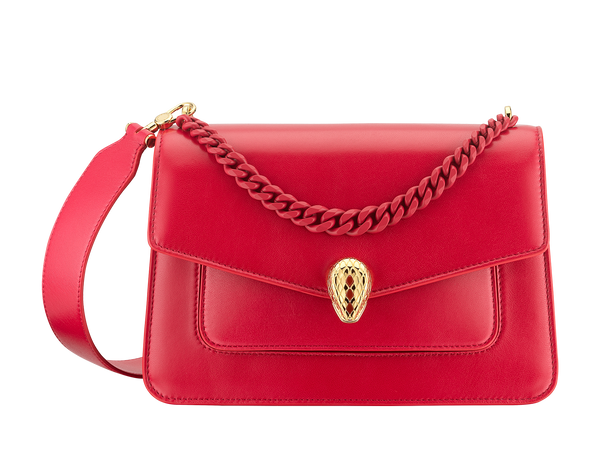 Borsa a tracolla BVL Serpenti Forever 20 cm in pelle di vitello rossa GHW 188659