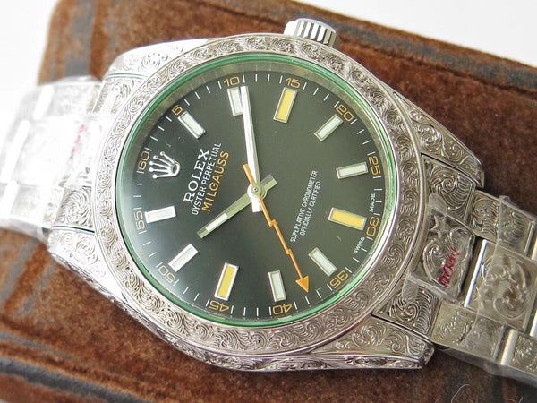 MILGAUSS 40MM STAINLESS STEEL GREEN BLACK ORANGE DIAL