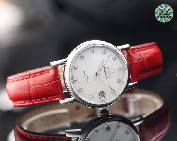 DE VILLE LADYMATIC 31MM MOP DIAL LEATHER STRAP