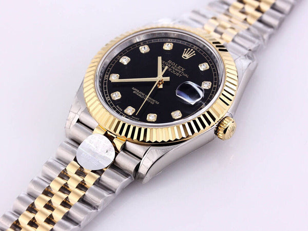 DATEJUST 41 TWO-TONE BLACK DIAL DIAMOND NUMERALS