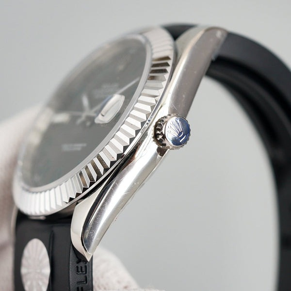 DATEJUST II 41MM STAINLESS STEEL CASE WIMBLEDON DIAL RUBBER STRAP