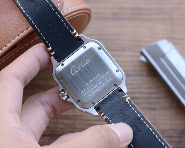 SANTOS DE CARTIE 39MM GOLD STEEL CASE LEATHER STRAP