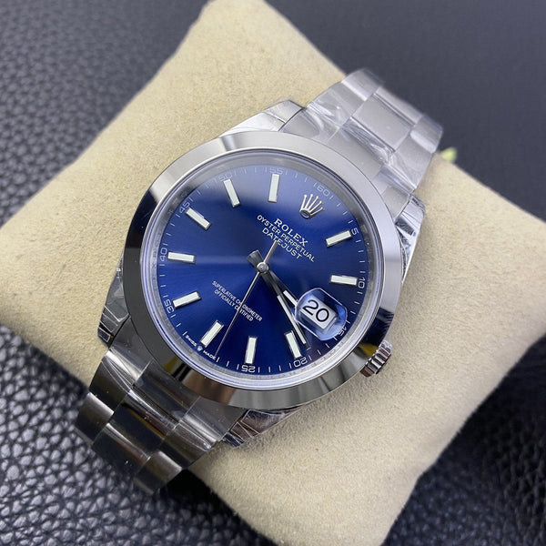DATEJUST 41MM SMOOTH BEZEL BLUE DIAL OYSTER BRACELET