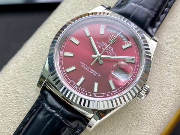 DAY-DATE 41MM STAINLESS STEEL RED DIAL