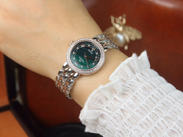 DEVILLE LADYMATIC 29MM TWO TONE BLUE DIAL DIAMOND BEZEL