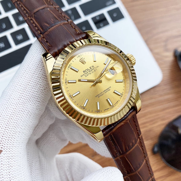 DATEJUST 41 STAINLESS STEEL LEATHER STRAP