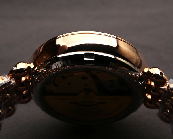 DEVILLE PRESTIGE 32MM ROSE GOLD DIAMOND BEZEL MOP DIAL