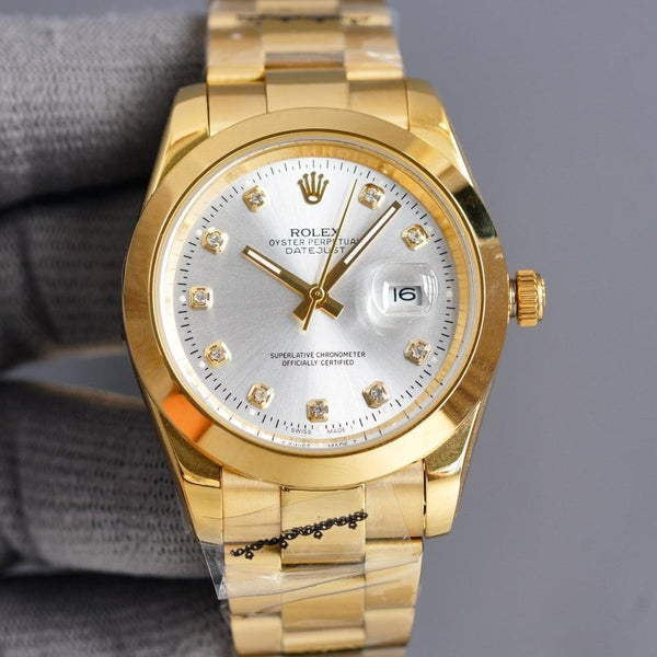 DATEJUST 41MM GOLD SMOOTH BEZEL DIAMOND NUMERALS