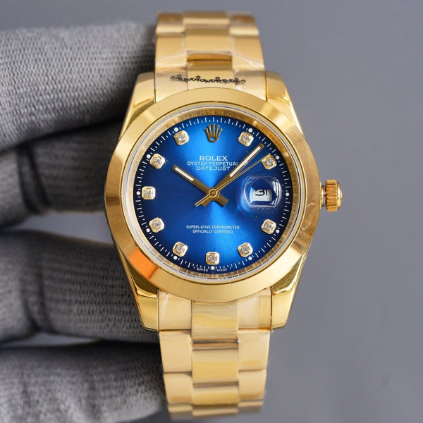DATEJUST 41MM GOLD SMOOTH BEZEL DIAMOND NUMERALS