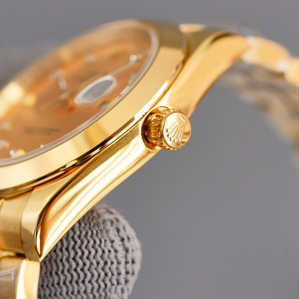 DATEJUST 41MM GOLD SMOOTH BEZEL DIAMOND NUMERALS