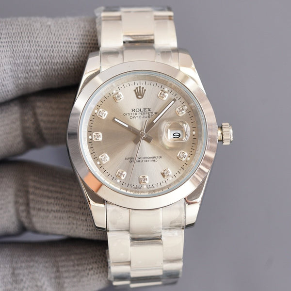 DATEJUST 41MM STEEL SMOOTH BEZEL DIAMOND NUMERALS