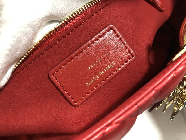 LARGE LADY BAG 32CM RED CANNAGE LAMBSKIN