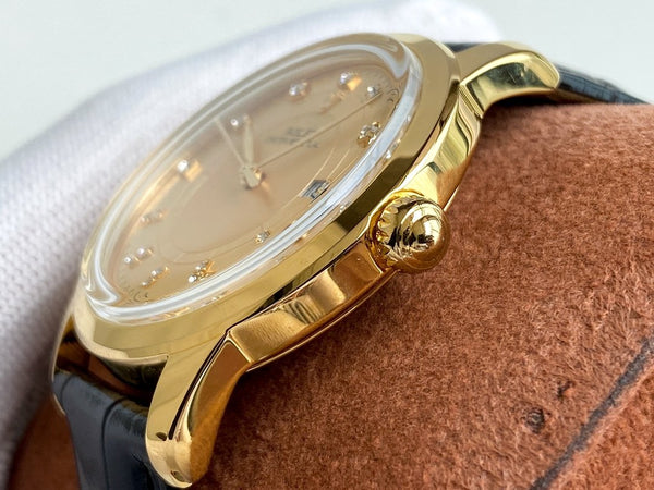 OYSTER PERPETUAL 40MM GOLD CASE LEATHER STRAP