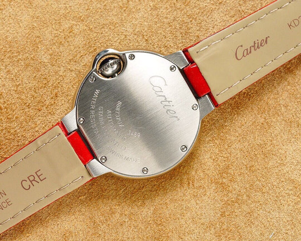 BALLON BLEU 33MM STEEL CASE DIAMOND NUMERALS LEATHER STRAP