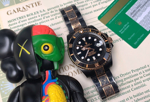 SUBMARINER DATE 40 CUSTOM GOLD BLACK HAND ENGRAVED