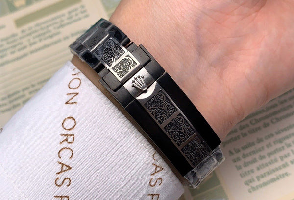 SUBMARINER DATE 40 CUSTOM ALL BLACK HAND ENGRAVED