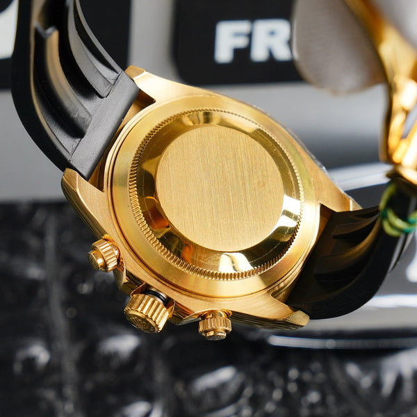 DAYTONA 40MM GOLD CASE BLACK RUBBER STRAP