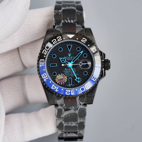 GMT-MASTER II CUSTOM BLACK BATMAN BEZEL BLUE NUMERALS
