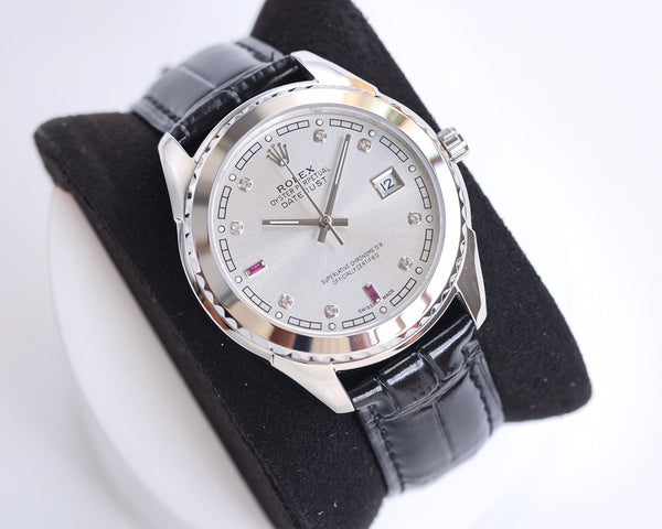 DATEJUST 40MM SMOOTH BEZEL STEEL CASE BLACK LEATHER