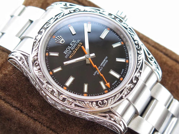 MILGAUSS 40 HAND ENGRAVED CASE BLACK DIAL