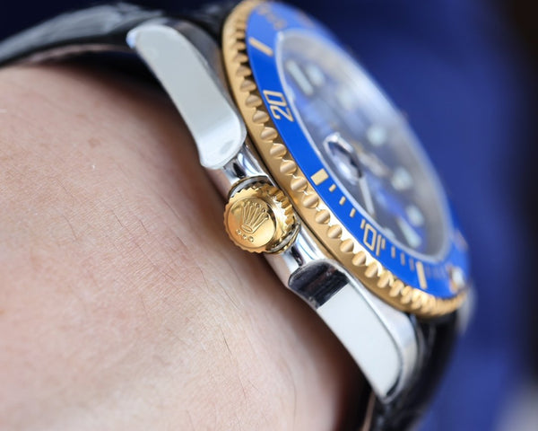 SUBMARINER DATE 40 STEEL CASE GOLD BLUE CERAMIC LEATHER