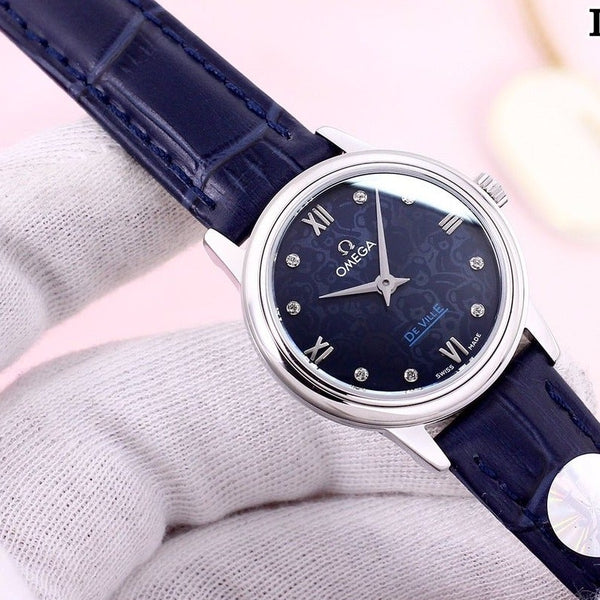 DEVILLE PRESTIGE 28MM QUARTZ BLUE DIAL DIAMOND NUMERALS