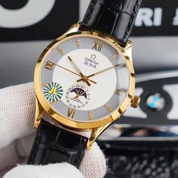 DEVILLE CHRONOMETER 40MM MOONPHASE WHITE GREY DIAL