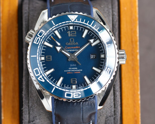 SEAMASTER PROFESSIONAL PLANET OCEAN 600M BLUE CERAMIC BLACK LEATHER