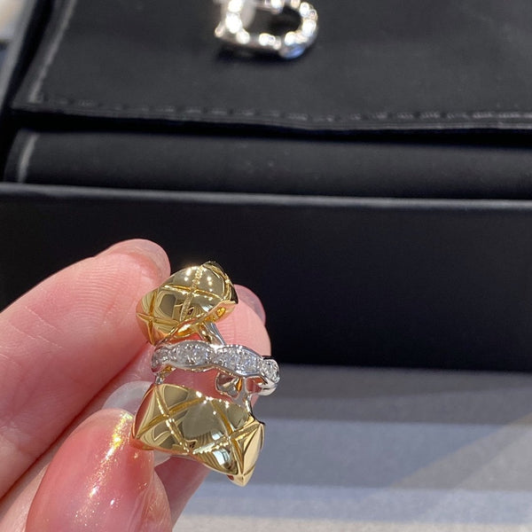 CRUSH EARRINGS QUILTED MOTIF PINK GOLD AND SILVER