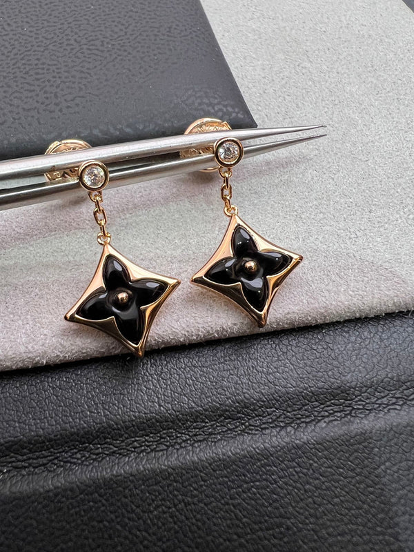 BLOSSOM STAR PINK GOLD ONYX EARRINGS