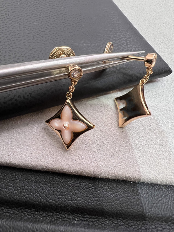 ORECCHINI BLOSSOM STAR IN ORO ROSA CON BORCHIE ROSA