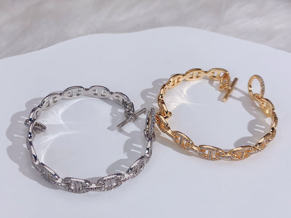 BRACCIALE A CATENA ORO ROSA DIAMANTI