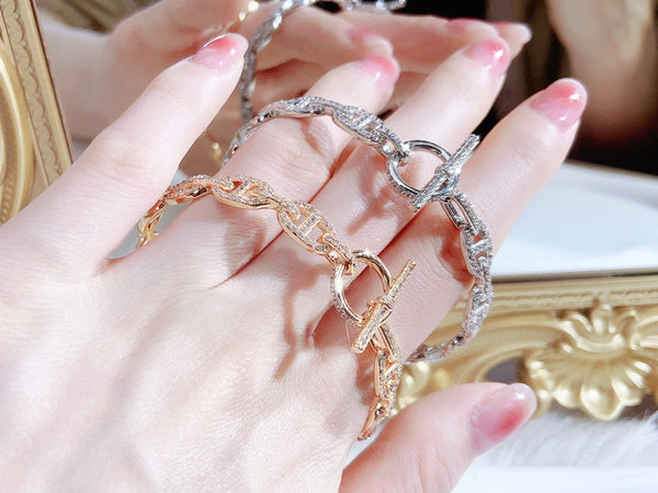 BRACCIALE A CATENA ORO ROSA DIAMANTI