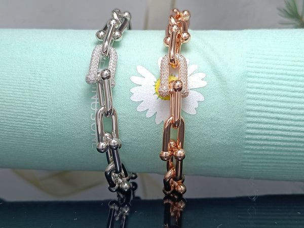 HARDWEAR BRACELET PINK GOLD AND SILVER DIAMOND