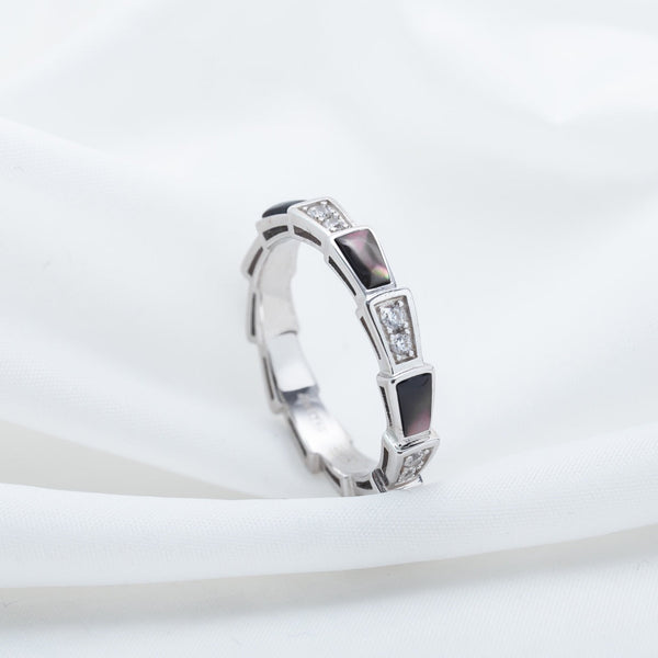 ANELLO SERPENTI ARGENTO DIAMANTE NERO MOP 3MM
