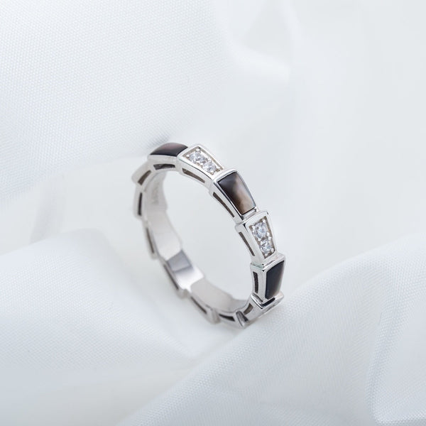 ANELLO SERPENTI ARGENTO DIAMANTE NERO MOP 3MM