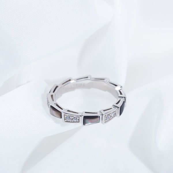 ANELLO SERPENTI ARGENTO DIAMANTE NERO MOP 3MM