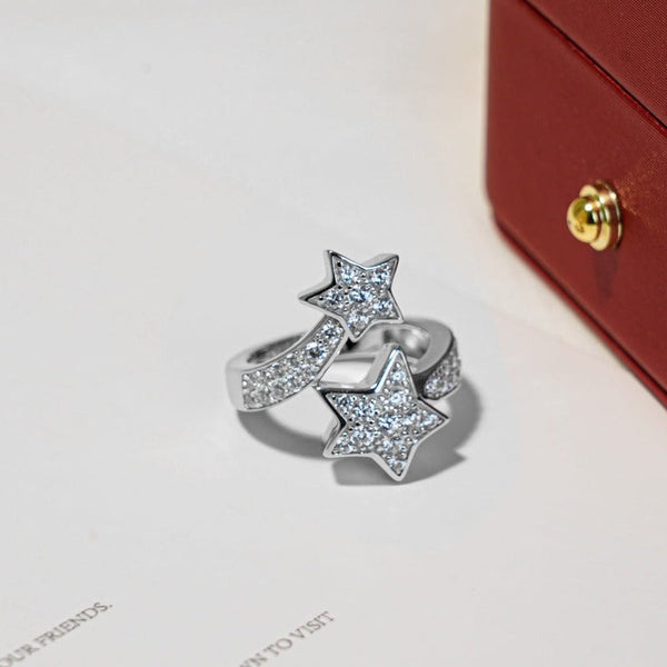 ANELLO COMETE DIAMOND DOUBLE STAR ARGENTO