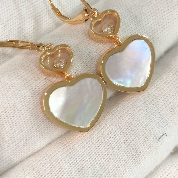 HAPPY HEART PINK GOLD MOP EARRINGS