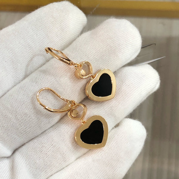 ORECCHINI HAPPY HEART IN ORO ROSA E ONICE