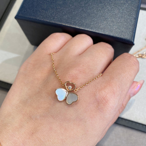 HAPPY HEART WING MOP PINK GOLD PEDANT NECKLACE