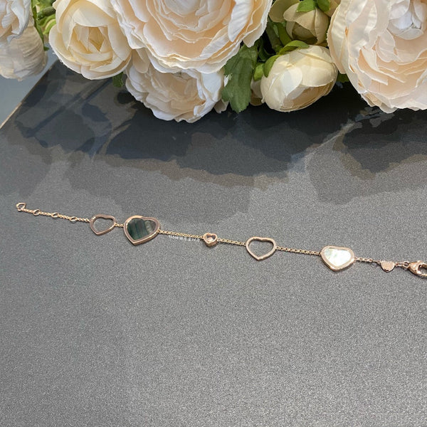 HAPPY HEART BLACK MOP PINK GOLD BRACELET