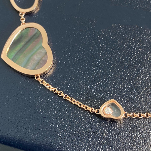 HAPPY HEART BLACK MOP PINK GOLD BRACELET