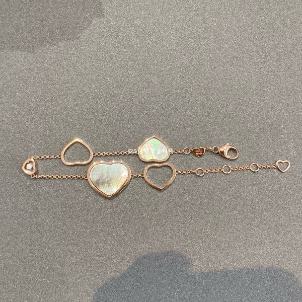 HAPPY HEART BLACK MOP PINK GOLD BRACELET